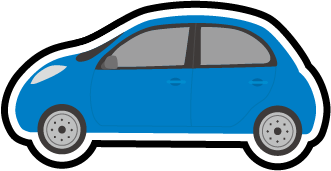 青い車